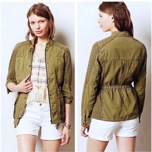 Hei Hei Anthropologie Marais Eyelet Cargo Jacket Olive Green‎ Size Medium